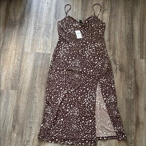Windsor Brown and Cream Spotted Midi Slip Dress